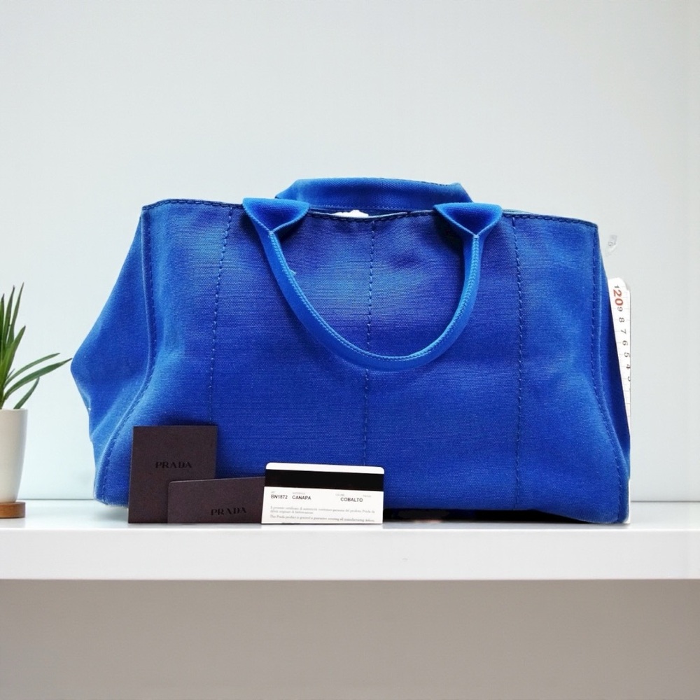 🚨SOLD🚨Prada Blue Canvas Canapa Tote Bag - Picture 2 of 9